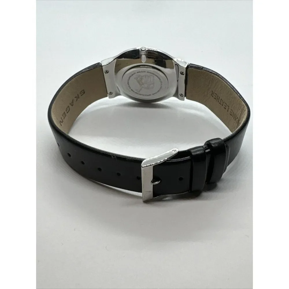 Skagen 433LSLB1 Women's Black Leather Analog Dial Quartz Wrist Watch JNA910